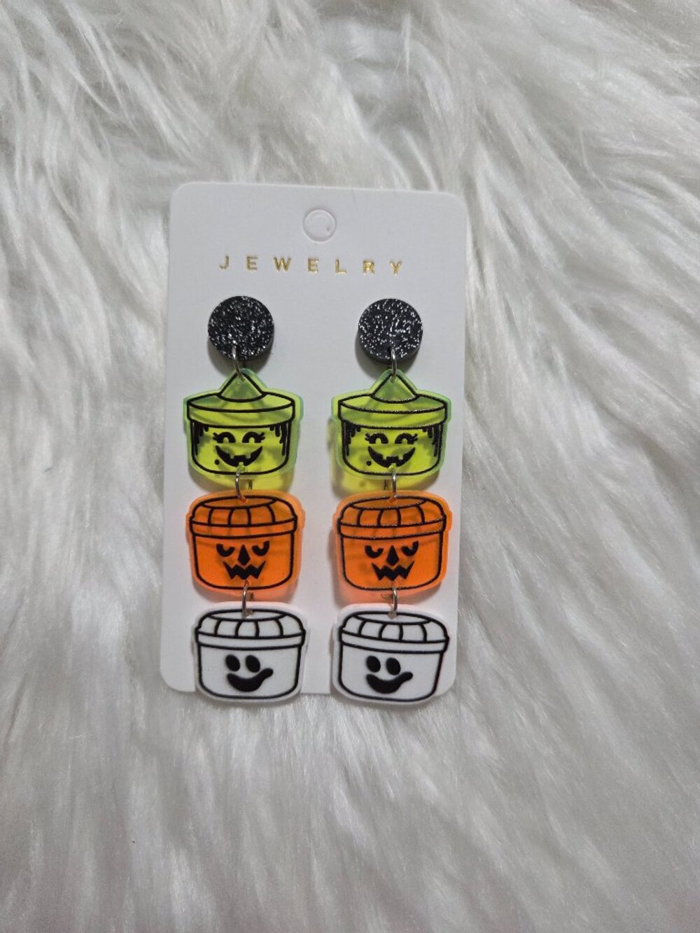 Halloween Bucket Dangle Stud Earrings